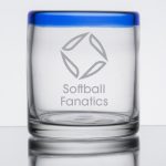 Custom Laser Engraved Libbey® 92302 Aruba 12 oz. Old Fashioned Glass with Cobalt Blue Rim