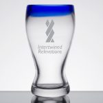 Custom Laser Engraved Libbey® 92312 Aruba 12 oz. Pilsner Glass with Cobalt Blue Rim
