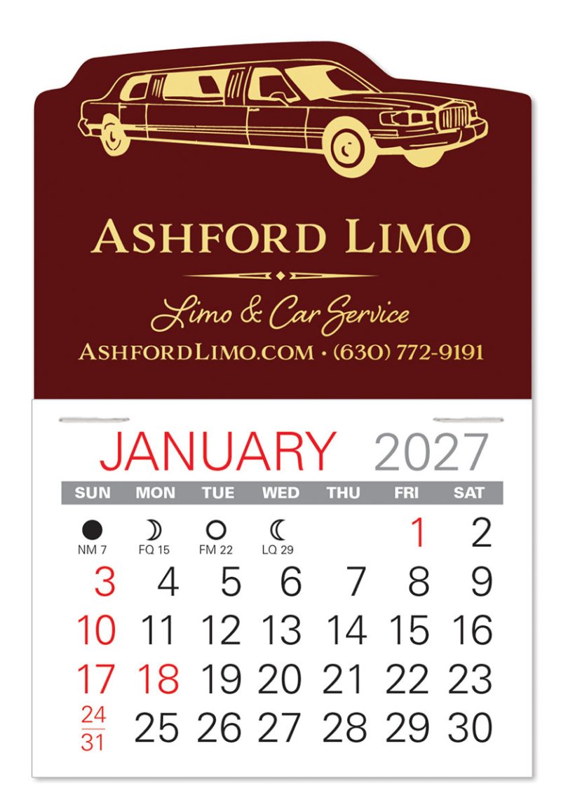 Custom Limo Shape Value Stick Adhesive Calendar - 2