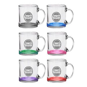 Custom Red Eye 13 oz Libbey Clear Glass Coffee Mug with Color Bottom