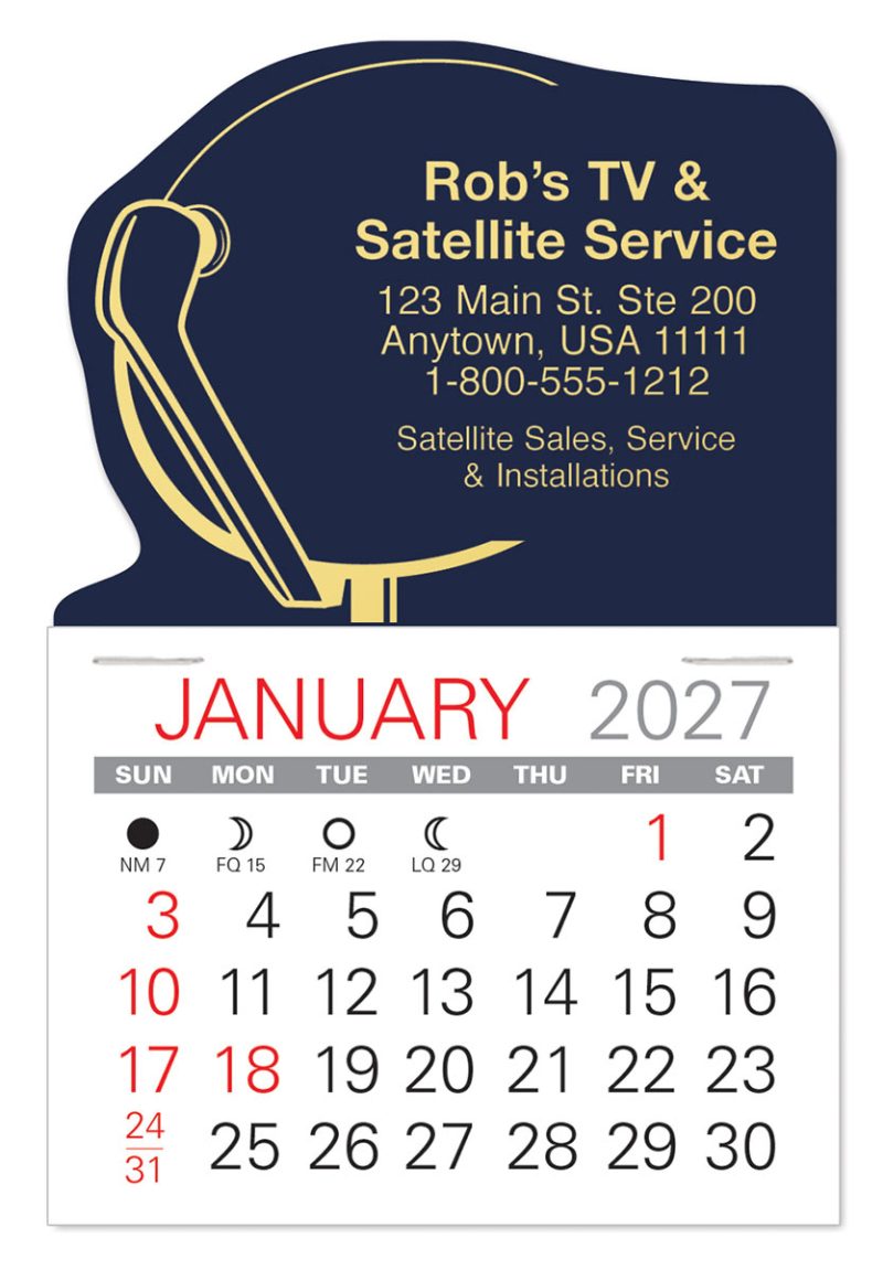Custom Satellite Dish Shape Value Stick Adhesive Calendar - 1