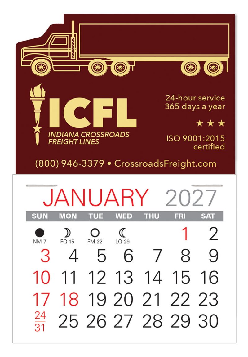 Custom Semi-Truck Shape Value Stick Adhesive Calendar - 2