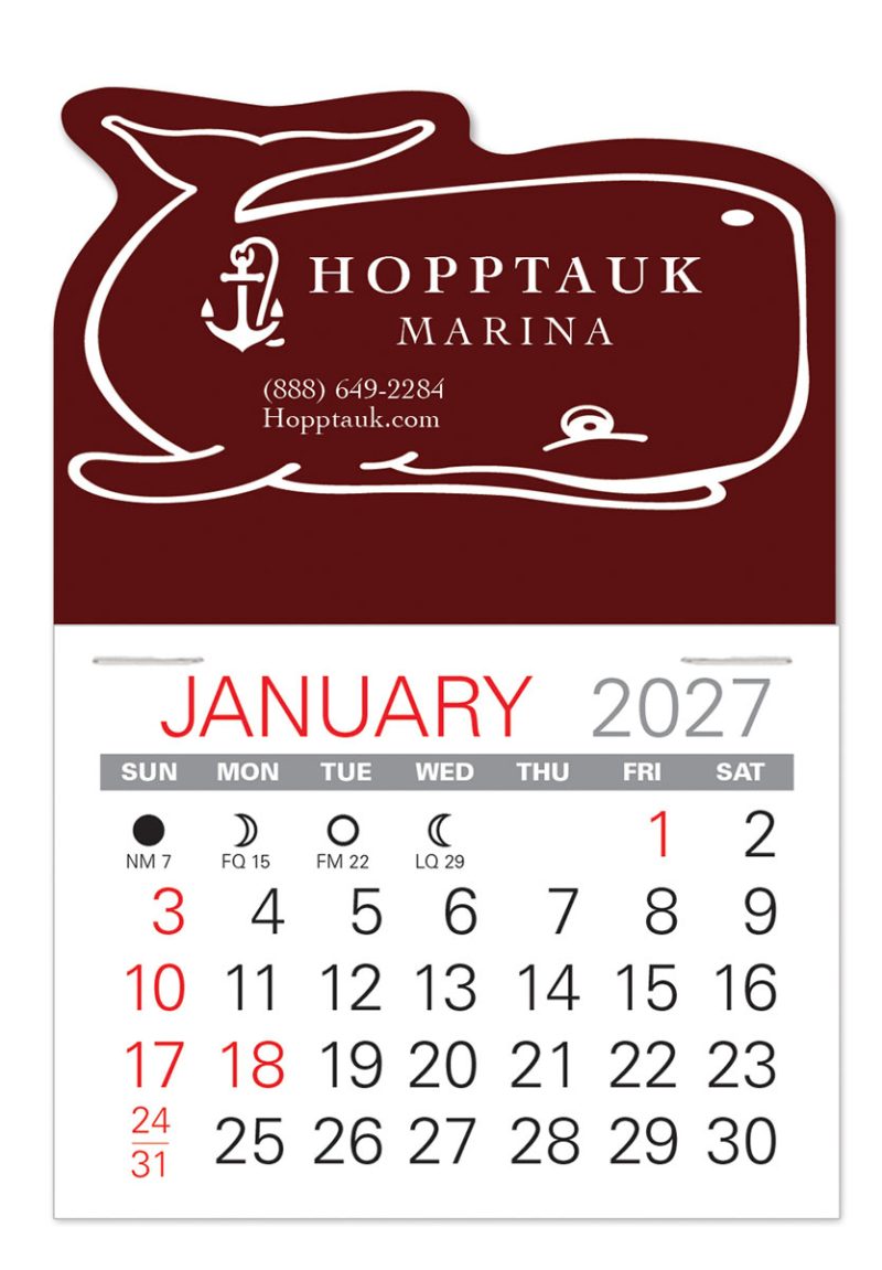 Custom Whale Shape Value Stick Adhesive Calendar - 1