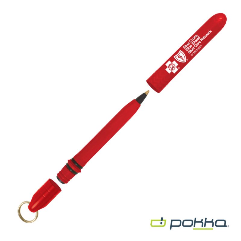 Custom Pokka® Pocket Pen w/Dock & Gold Keyring - 5