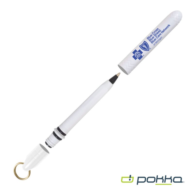 Custom Pokka® Pocket Pen w/Dock & Gold Keyring - 6