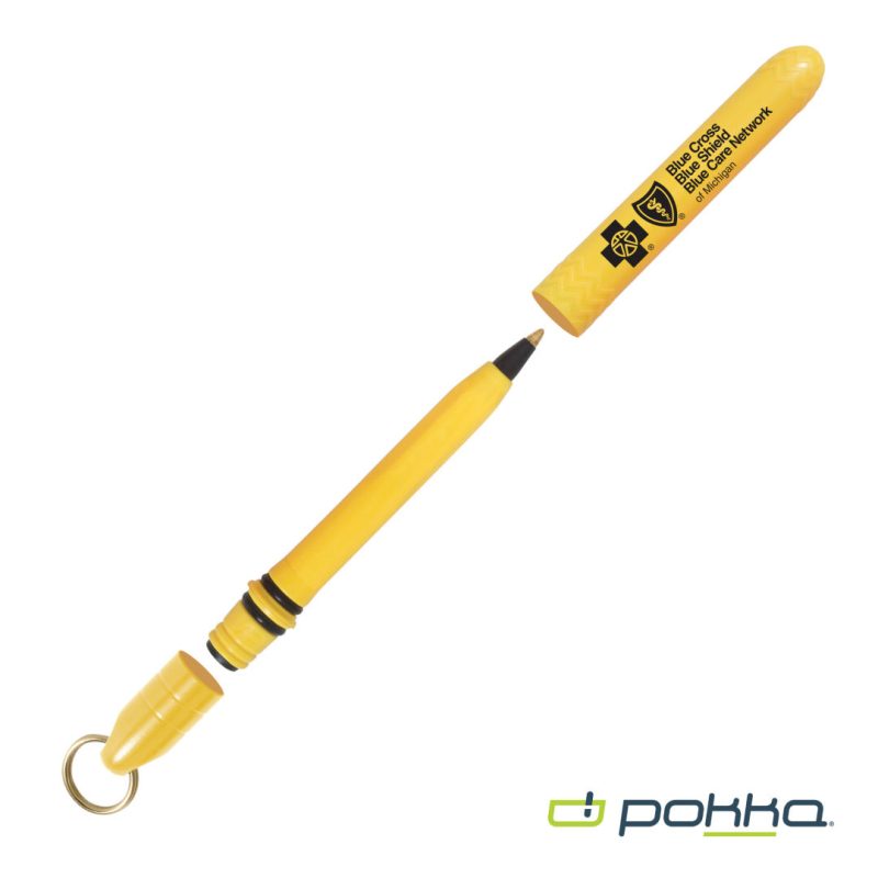 Custom Pokka® Pocket Pen w/Dock & Gold Keyring - 7
