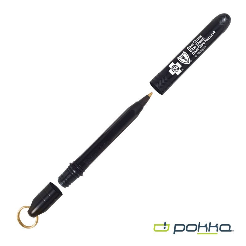 Pokka®-Pocket-Pen-wDock-Gold-Keyring-POK102 Custom Pokka® Pocket Pen w/Dock & Gold Keyring