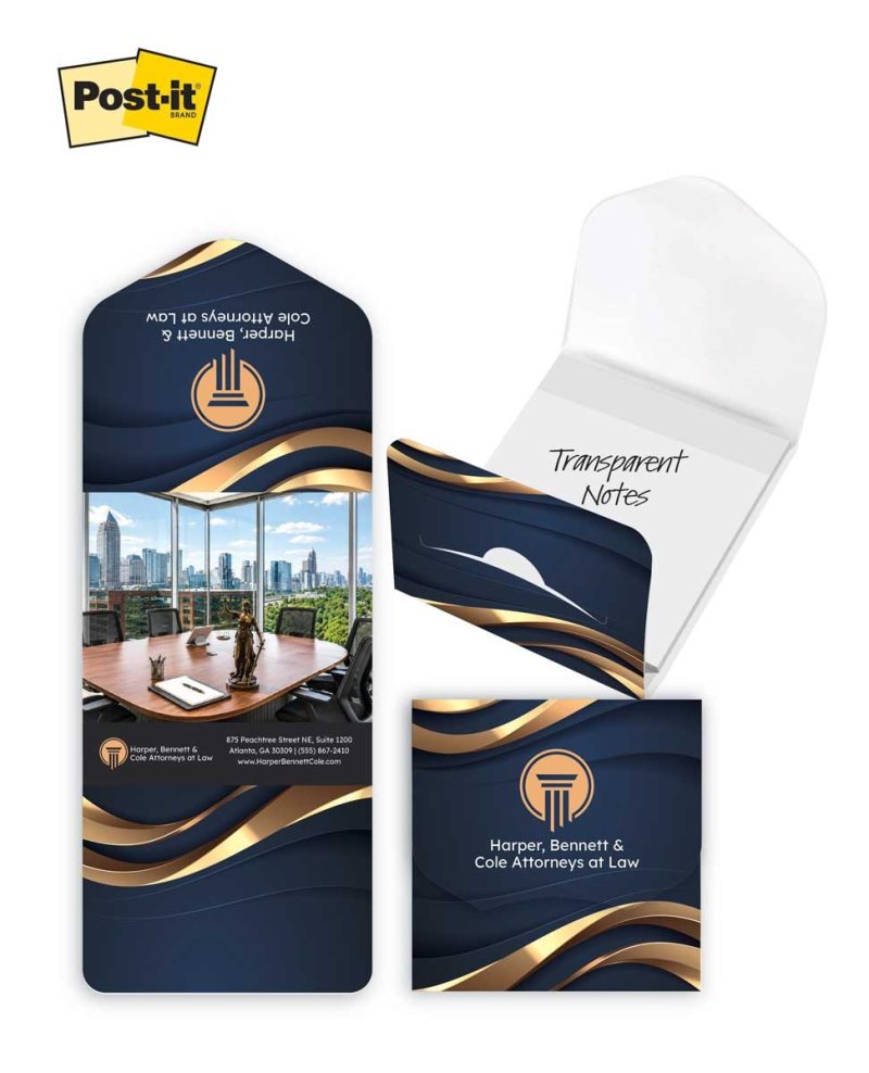 Custom Post-it® Transparent Notes with Custom Printed Cover 3x3 - 1