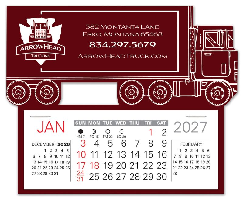 Custom Semi Truck Easy Stick Calendar - 2