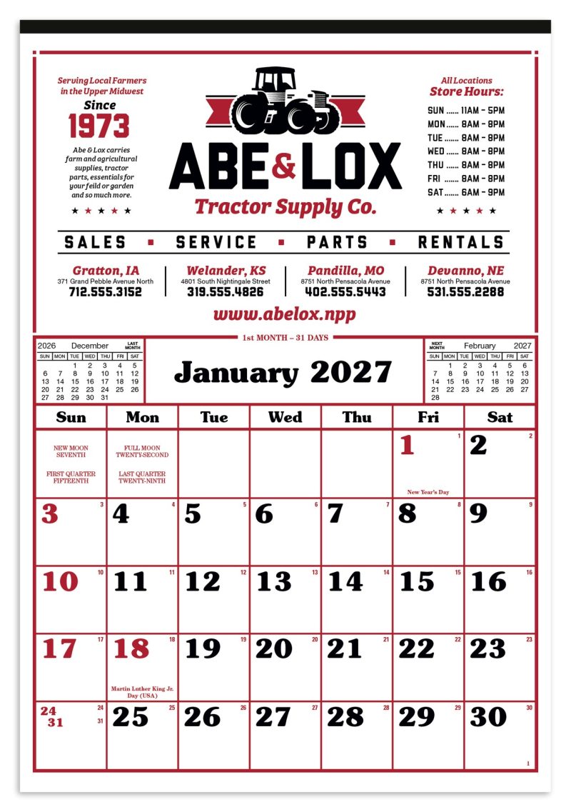 Custom Skinner & Kennedy® Commercial 12-Sheet Calendar - 1