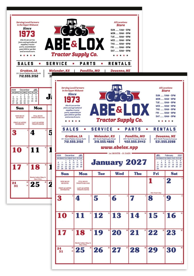 Custom Skinner & Kennedy® Commercial 12-Sheet Calendar