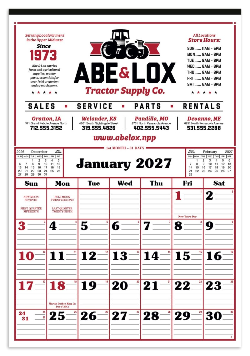 Custom Skinner & Kennedy® Commercial 12-Sheet Calendar - 1