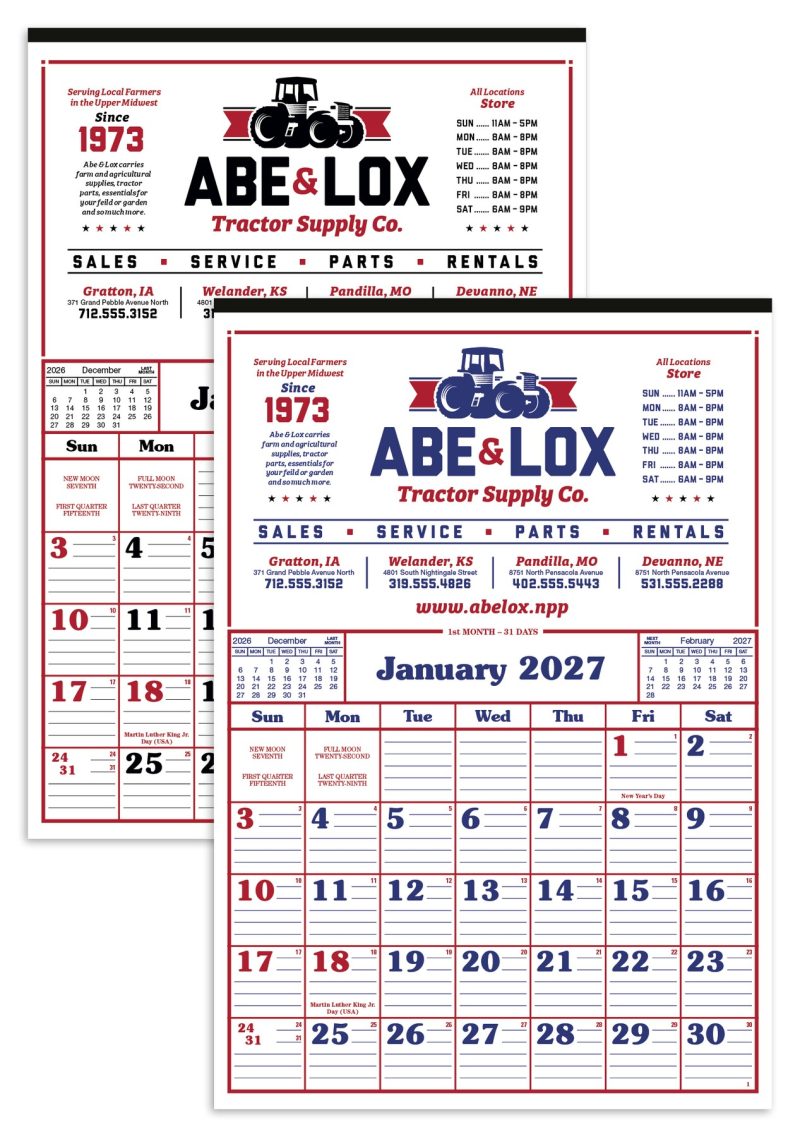 Custom Skinner & Kennedy® Commercial 12-Sheet Calendar