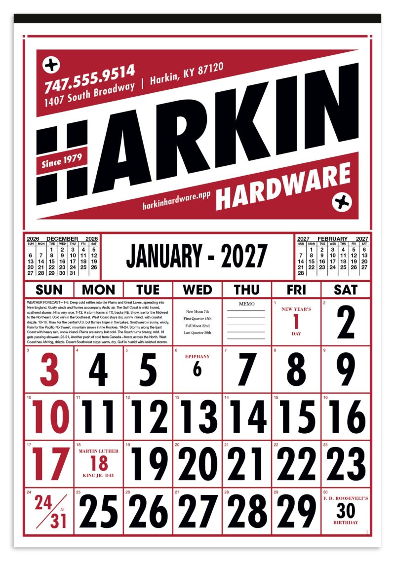 Custom Skinner & Kennedy® Commercial 12-Sheet Calendar - 1