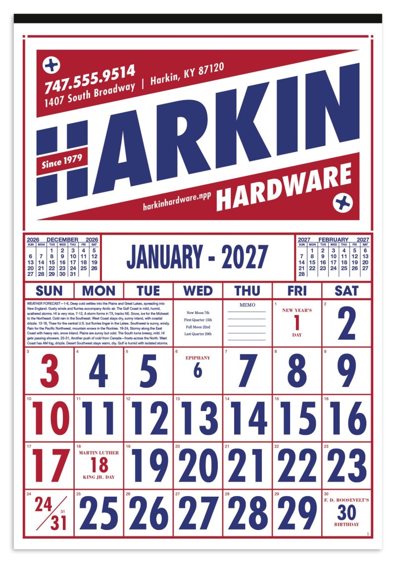 Custom Skinner & Kennedy® Commercial 12-Sheet Calendar - 2