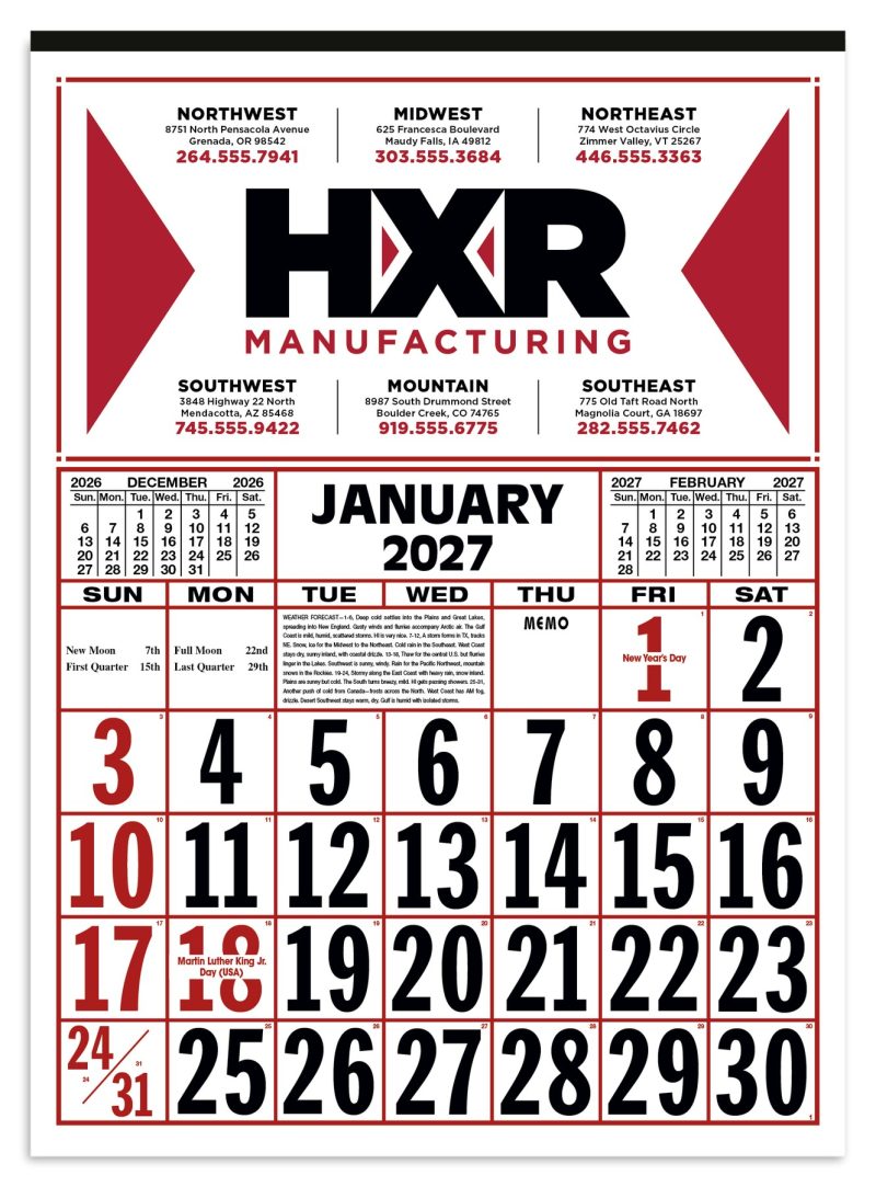 Custom Skinner & Kennedy® Commercial 12-Sheet Calendar - 1