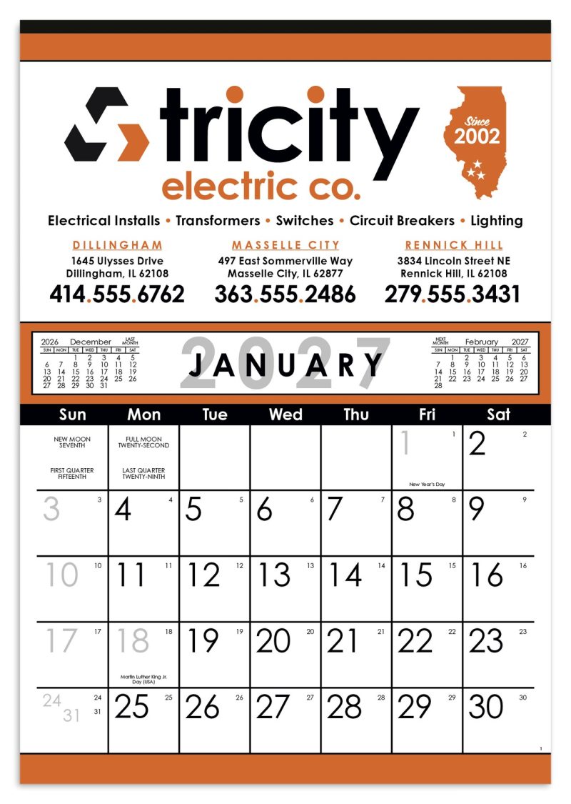 Skinner-Kennedy®-Commercial-12-Sheet-Calendar-87-E Custom Skinner & Kennedy® Commercial 12-Sheet Calendar