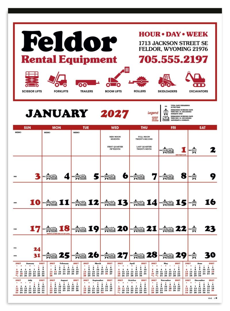 Skinner-Kennedy®-Contractors-12-Sheet-Calendar-83-E Custom Skinner & Kennedy® Contractor's 12-Sheet Calendar