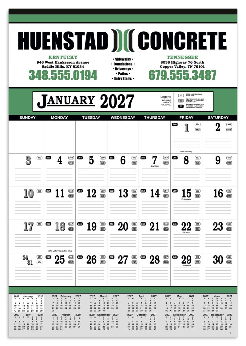 Custom Skinner & Kennedy® Contractor's 13-Sheet Calendar