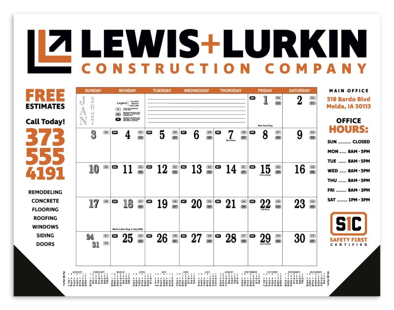 Skinner-Kennedy®-Contractors-Desk-Pad-Calendar-56-E Custom Skinner & Kennedy® Contractor's Desk Pad Calendar