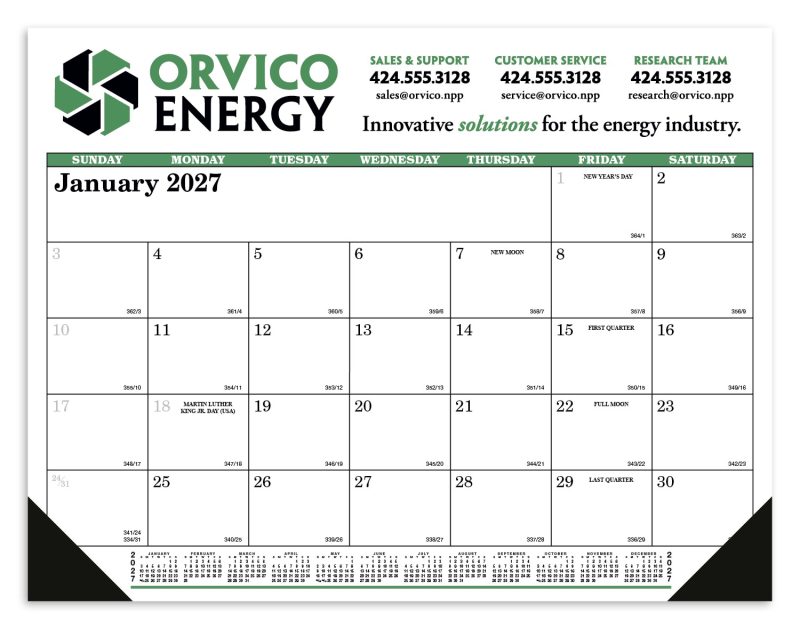 Custom Skinner & Kennedy® Desk Pad Calendar