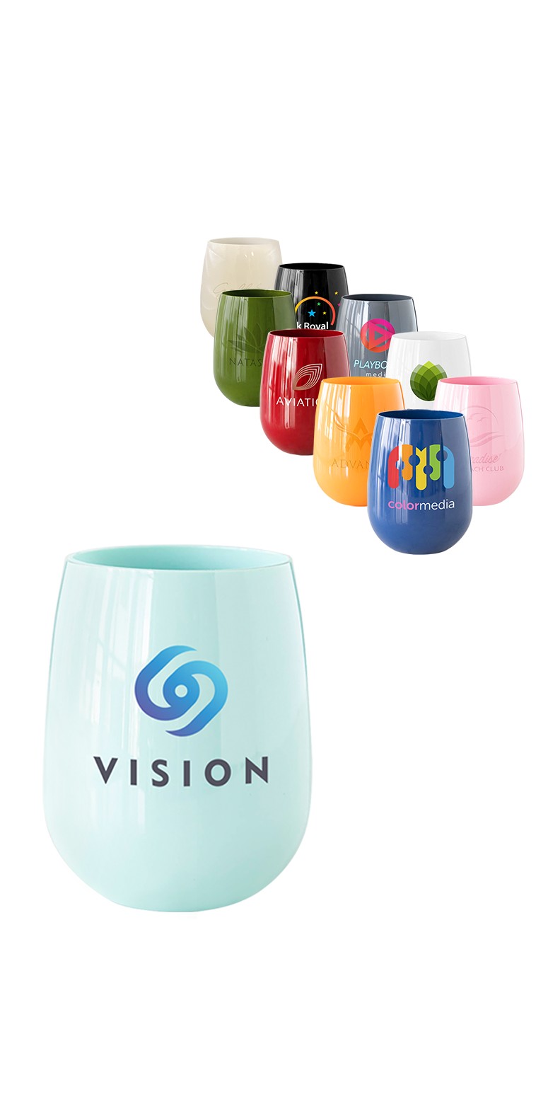 Custom Symglass 12oz Colored Stemless Wine Glass