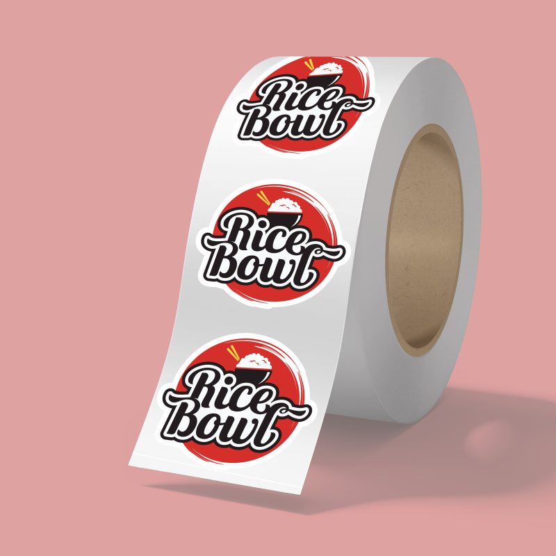 Custom 2" x 2" BOPP stickers on roll - 3.5mil