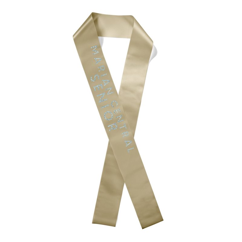 Custom 3" Badge Satin Sash - 65" Long - Sparkle - 8