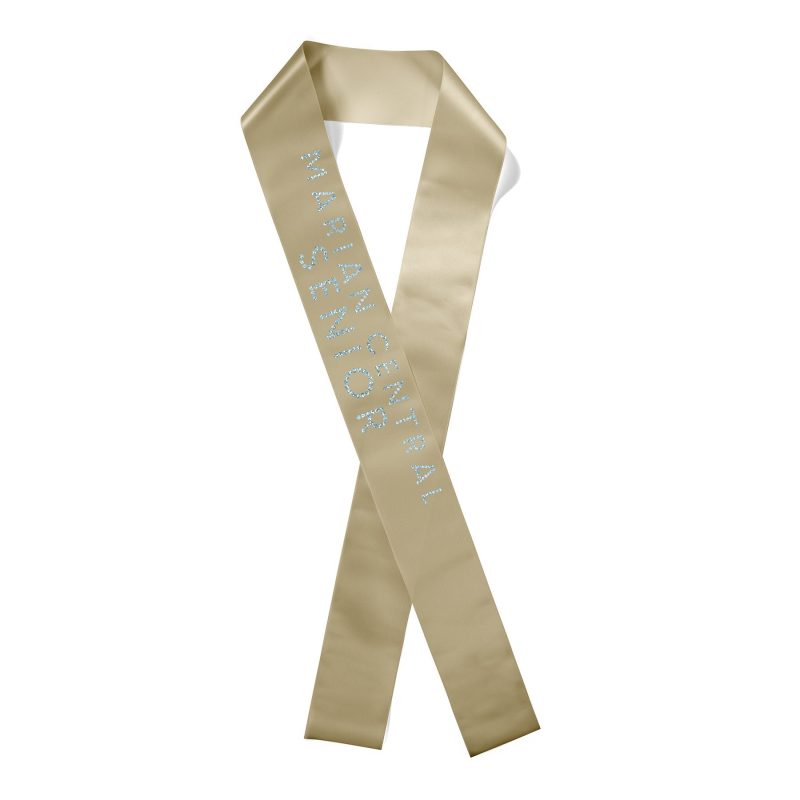 Custom 3" Badge Satin Sash - 83" Long - Sparkle - 8