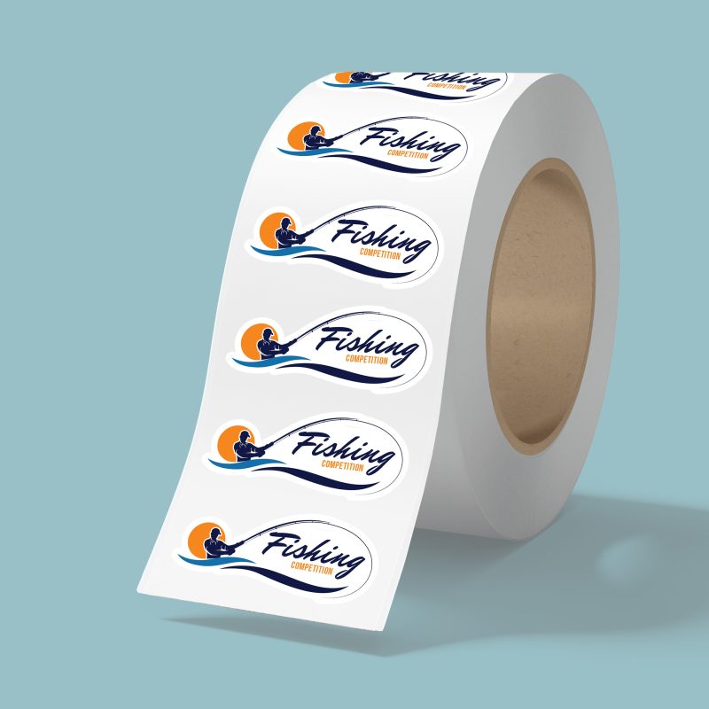 Custom 4" x 2" BOPP stickers on roll - 3.5mil
