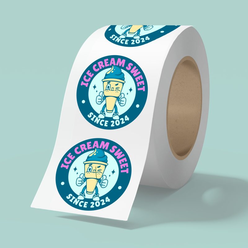5-x-5-BOPP-stickers-on-roll-35mil-STCKR503 Custom 5" x 5" BOPP stickers on roll - 3.5mil