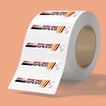Custom 6" x 2" BOPP stickers on roll - 3.5mil