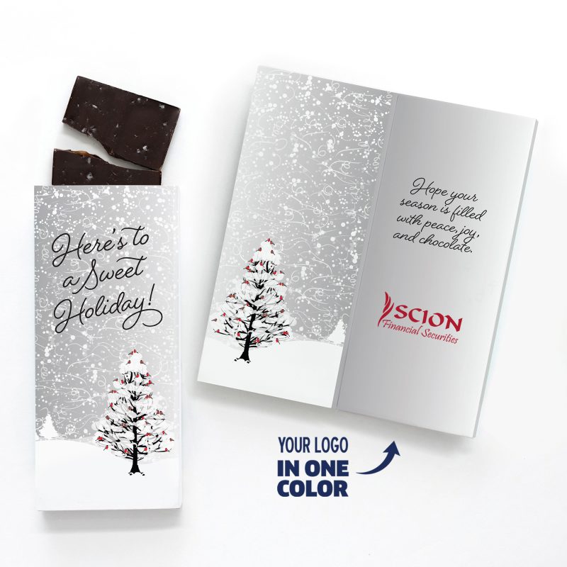 Custom One Color Foil-Stamped Stock Cardinals Sweeter Cards with Sea Salt Caramel Chocolate Bar
