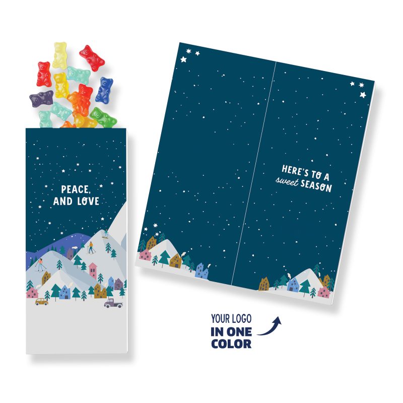 Custom One Color Foil-Stamped Stock Holiday Sentiment Sweeter Cards with Albanese® Gummi Bears - 1