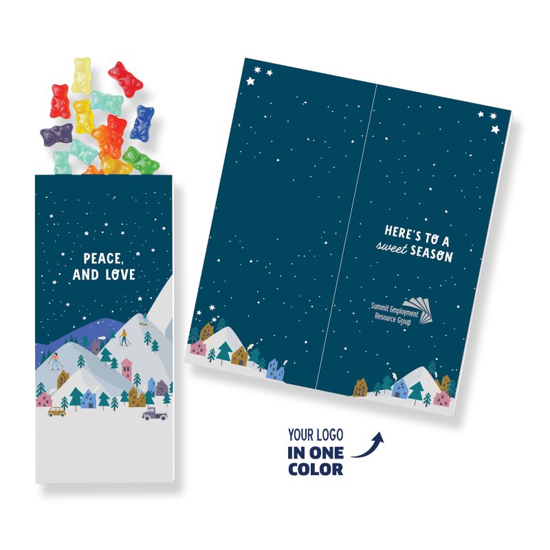 One-Color-Foil-Stamped-Stock-Holiday-Sentiment-Sweeter-Cards-with-Albanese®-Gummi-Bears-SC157PL Custom One Color Foil-Stamped Stock Holiday Sentiment Sweeter Cards with Albanese® Gummi Bears