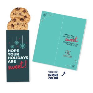 Custom One Color Foil-Stamped Stock Holiday Sentiment Sweeter Cards with Chocolate Chip Cookies