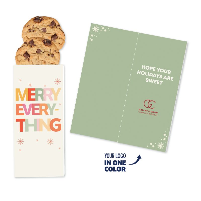 Custom One Color Foil-Stamped Stock Holiday Sentiment Sweeter Cards with Chocolate Chip Cookies