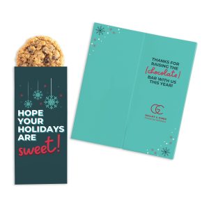 Custom One Color Foil-Stamped Stock Holiday Sentiment Sweeter Cards with Oatmeal Raisin Cookies