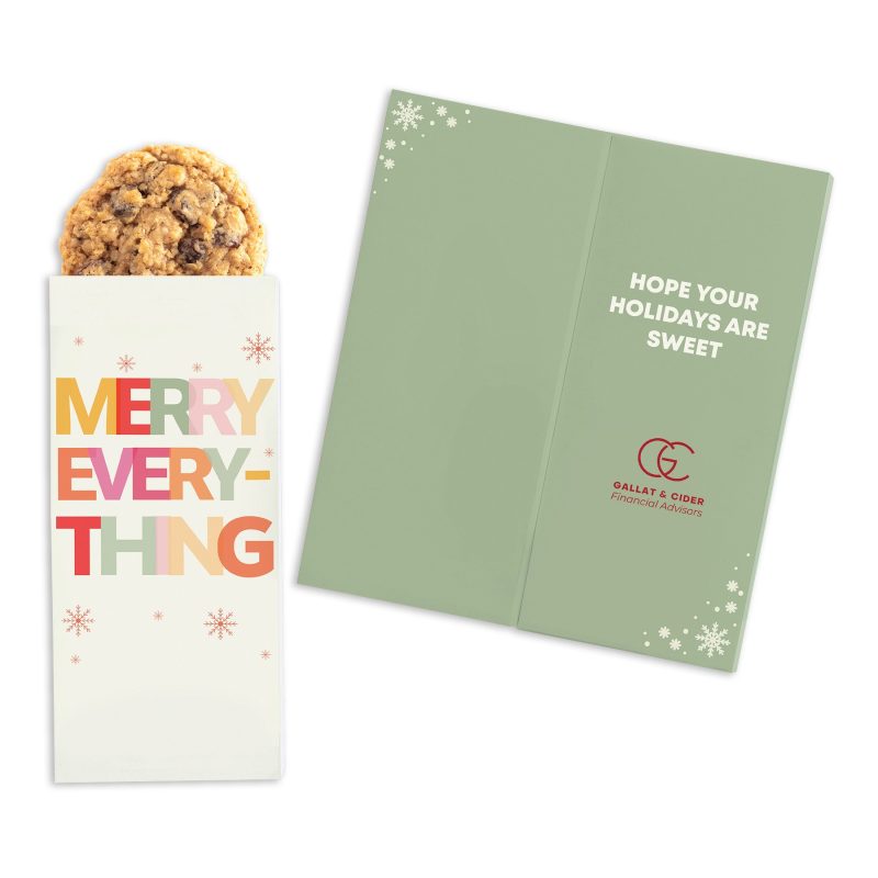 One-Color-Foil-Stamped-Stock-Holiday-Sentiment-Sweeter-Cards-with-Oatmeal-Raisin-Cookies-SC182MERRY Custom One Color Foil-Stamped Stock Holiday Sentiment Sweeter Cards with Oatmeal Raisin Cookies
