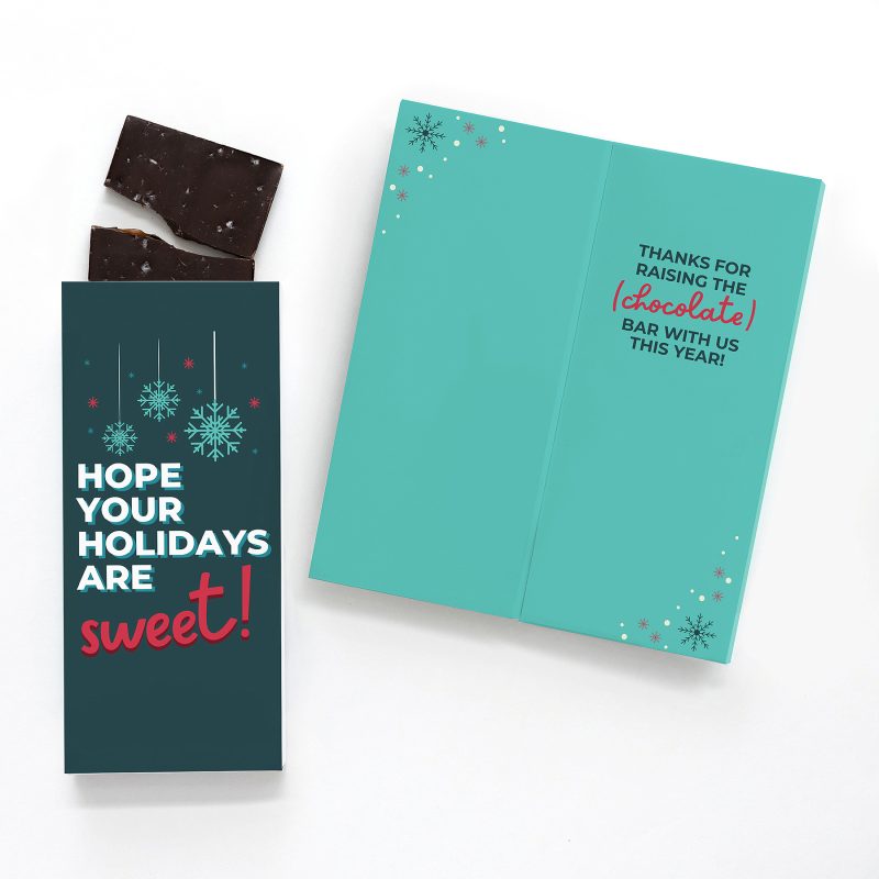 Custom One Color Foil-Stamped Stock Holiday Sentiment Sweeter Cards with Sea Salt Caramel Chocolate Bar - 1