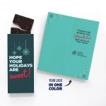 Custom One Color Foil-Stamped Stock Holiday Sentiment Sweeter Cards with Sea Salt Caramel Chocolate Bar