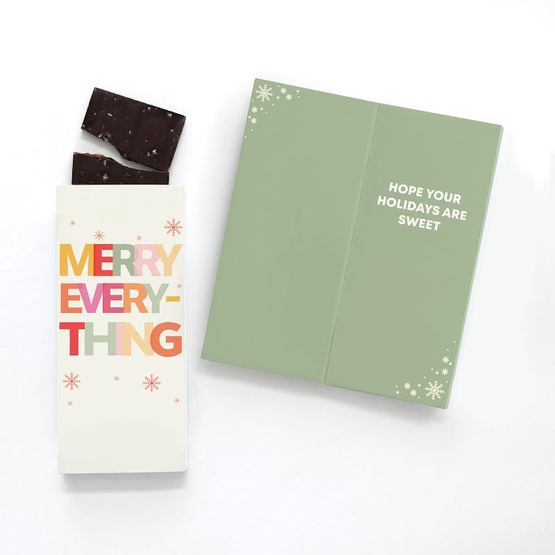 Custom One Color Foil-Stamped Stock Holiday Sentiment Sweeter Cards with Sea Salt Caramel Chocolate Bar - 1