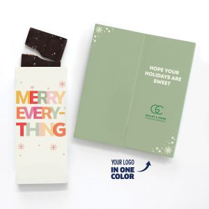 Custom One Color Foil-Stamped Stock Holiday Sentiment Sweeter Cards with Sea Salt Caramel Chocolate Bar
