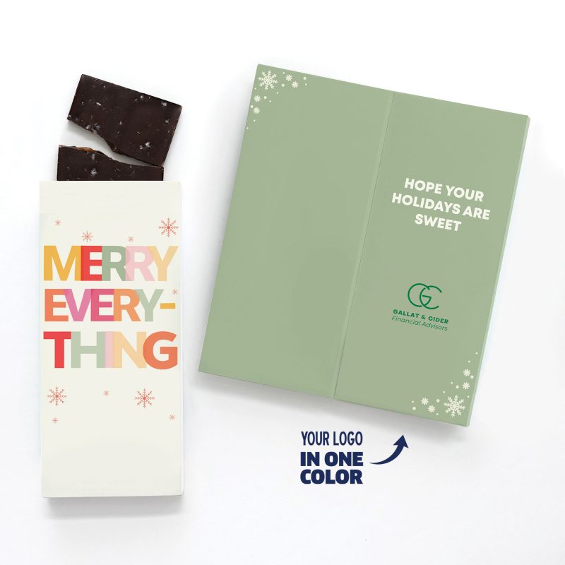 Custom One Color Foil-Stamped Stock Holiday Sentiment Sweeter Cards with Sea Salt Caramel Chocolate Bar
