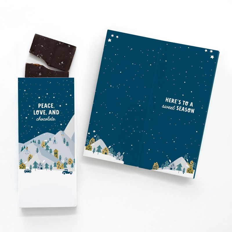 Custom One Color Foil-Stamped Stock Holiday Sentiment Sweeter Cards with Sea Salt Caramel Chocolate Bar - 1