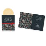 Custom One Color Foil-Stamped Stock Pine Boughs & Berries Design Mini Sweeter Card with Single Sugar Cookie
