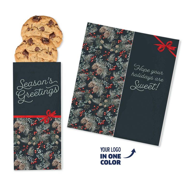 Custom One Color Foil-Stamped Stock Pine Boughs & Berries Sweeter Cards with Chocolate Chip Cookies - 1