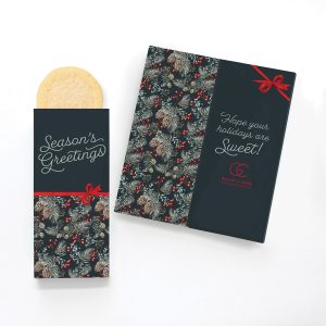 Custom One Color Foil-Stamped Stock Pine Boughs & Berries Sweeter Cards with Sugar Cookies