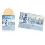 Custom One Color Foil-Stamped Stock Snowman Design Mini Sweeter Card with Single Sugar Cookie - 1