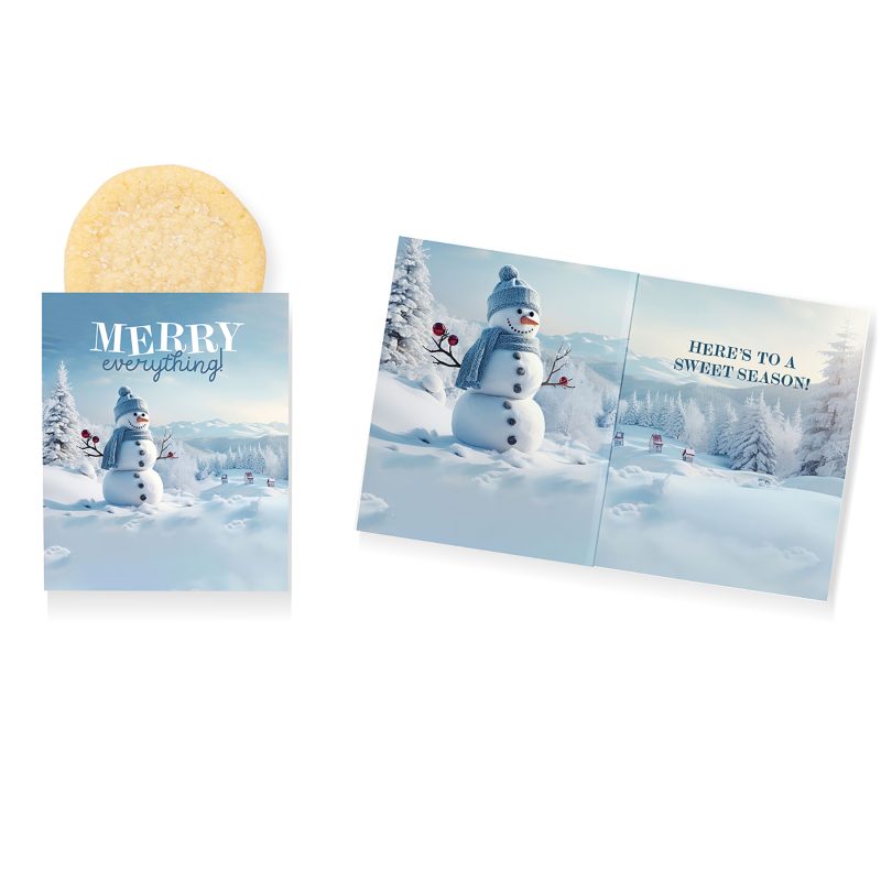 Custom One Color Foil-Stamped Stock Snowman Design Mini Sweeter Card with Single Sugar Cookie - 1